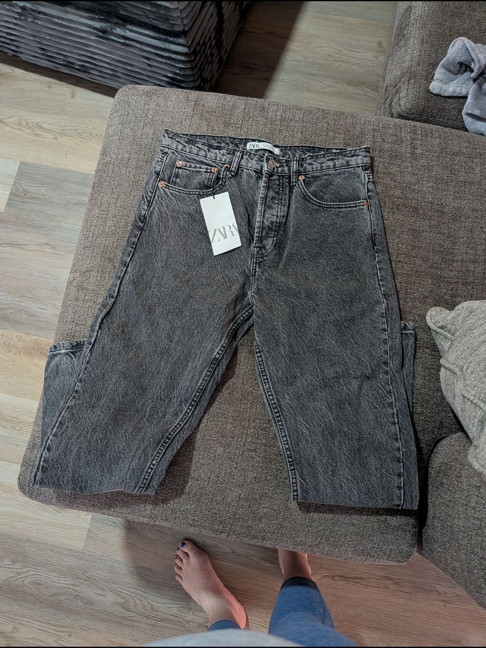 Zara Relaxed Washed Charcoal Women's Jeans